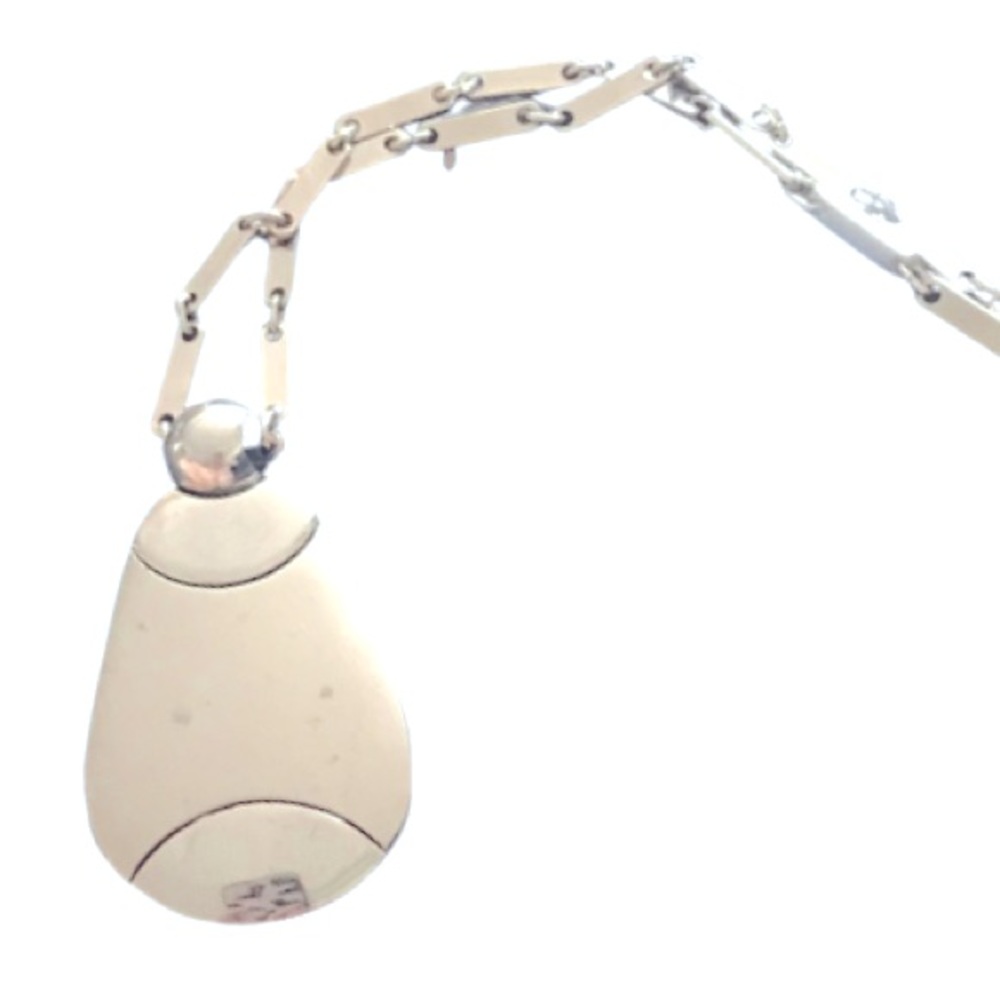 Vintage Dog Tag Style Necklace Silvertone Pendant